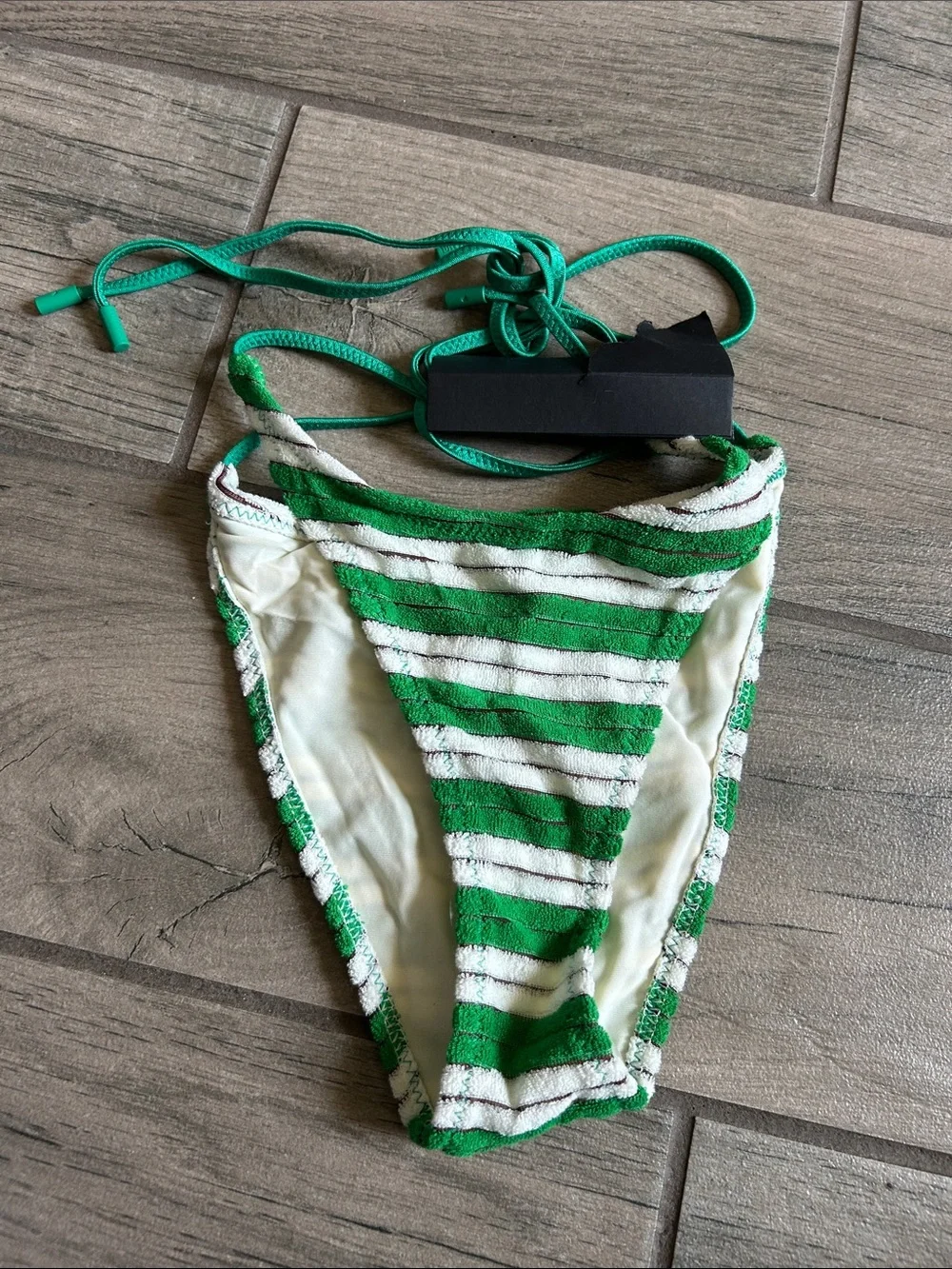 triangl swimwear Green and White Striped Bikini Bottom